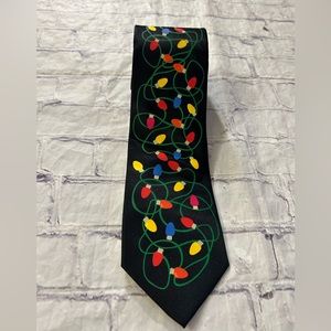 HALLMARK LICENSING YULE TIE GREETINGS BY MMG BLACK WITH STRING OF LIGHTS